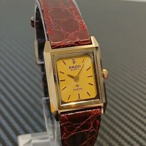 Rado Gold Dial with Red Strap Watch